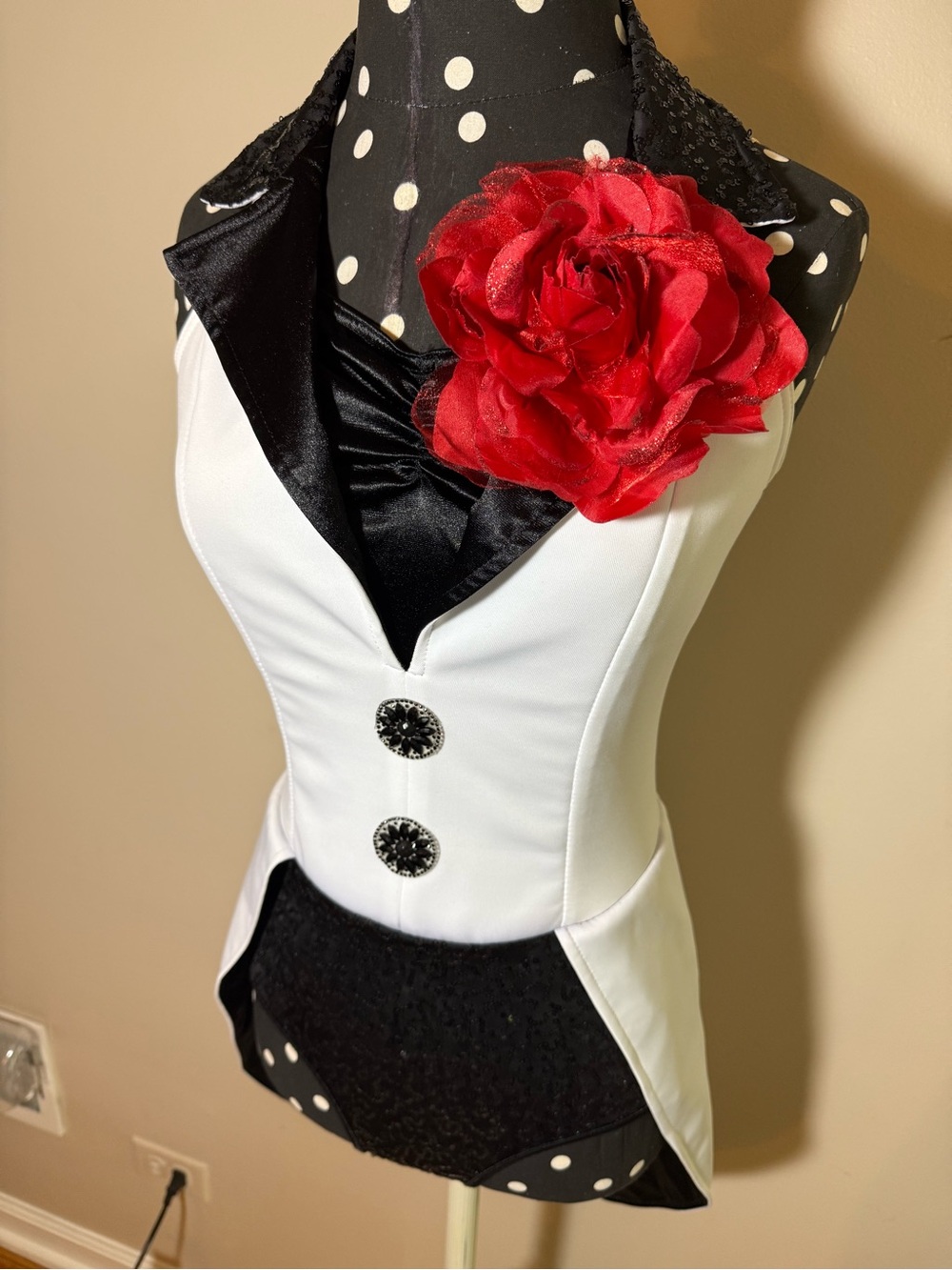 Weissman Figure Skating or Dance White and Black Tuxedo-Style Dress